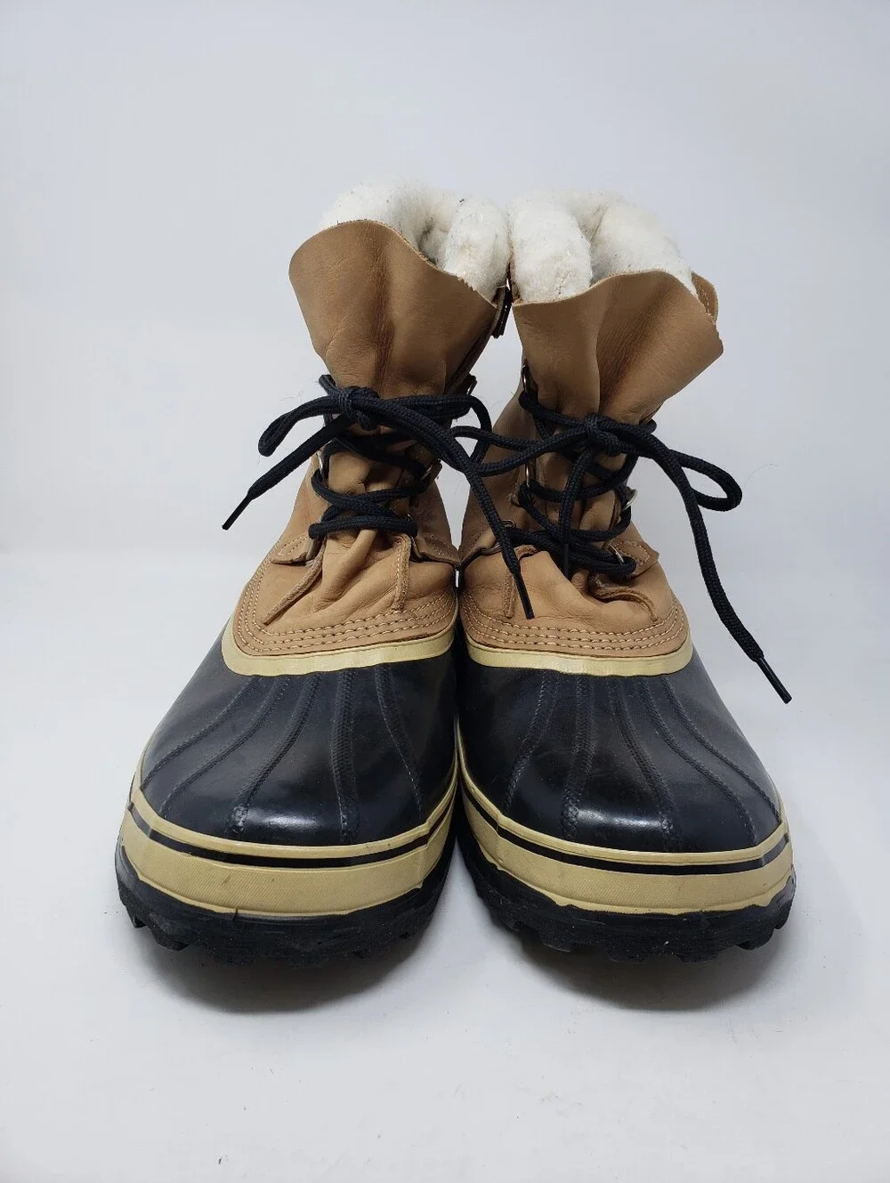 SOREL Caribou Waterproof Winter Snow Boots Buff Tan Black Size 14 Made In Canada